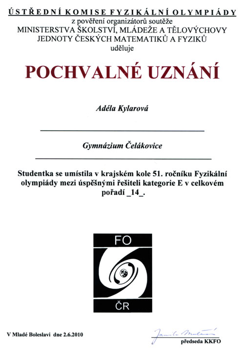 pochvala adela kylarova
